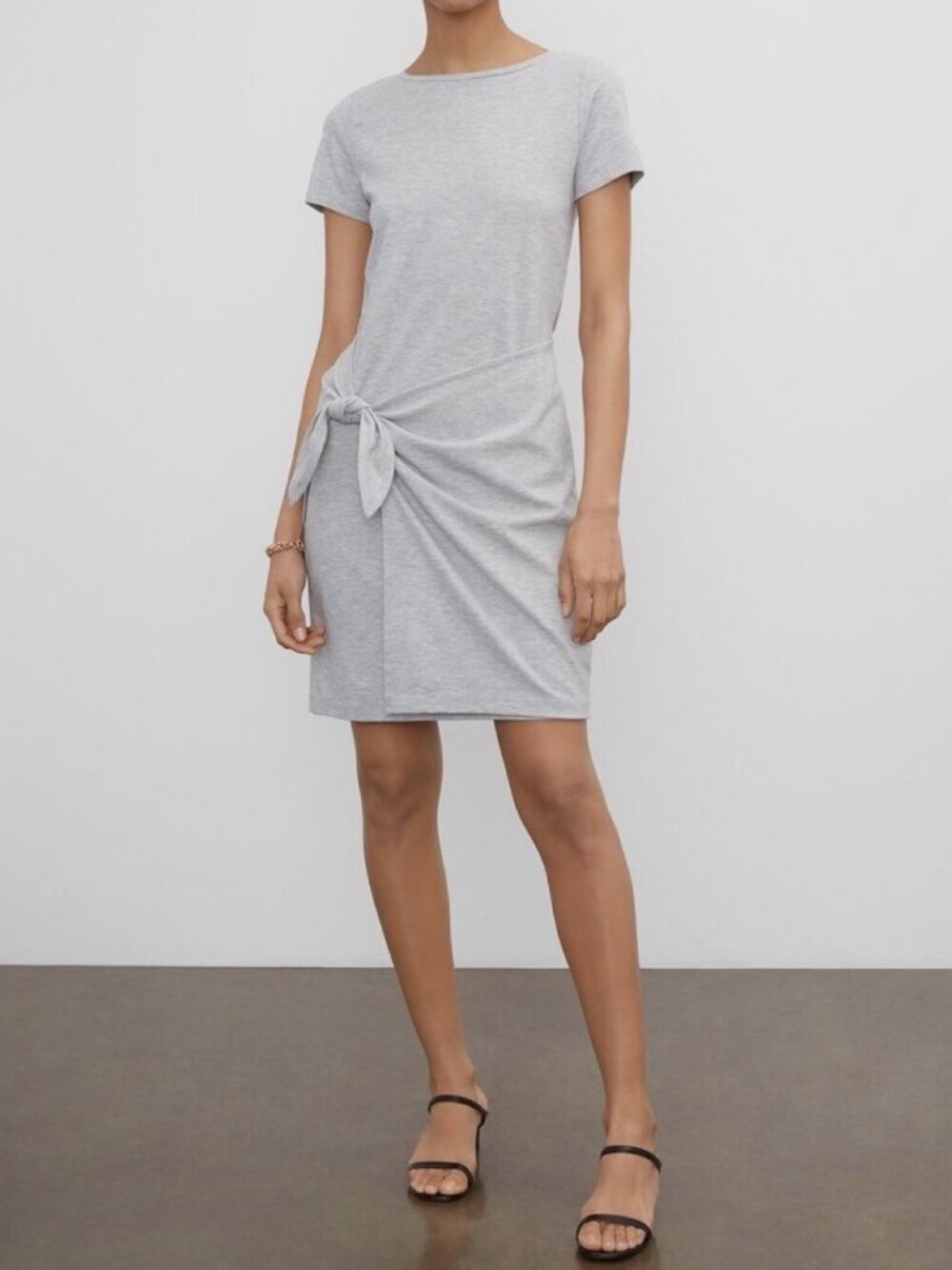 Club Monaco Twansia Grey Short Sleeve Tie Waist Dress Size S NWT